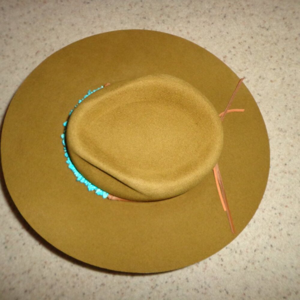 FIRM NEW Free People Lovely Bird Montana Turquoise Wrap Felt Hat S Rodeo - Picture 12 of 16